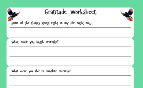 Gratitude Worksheet notepad